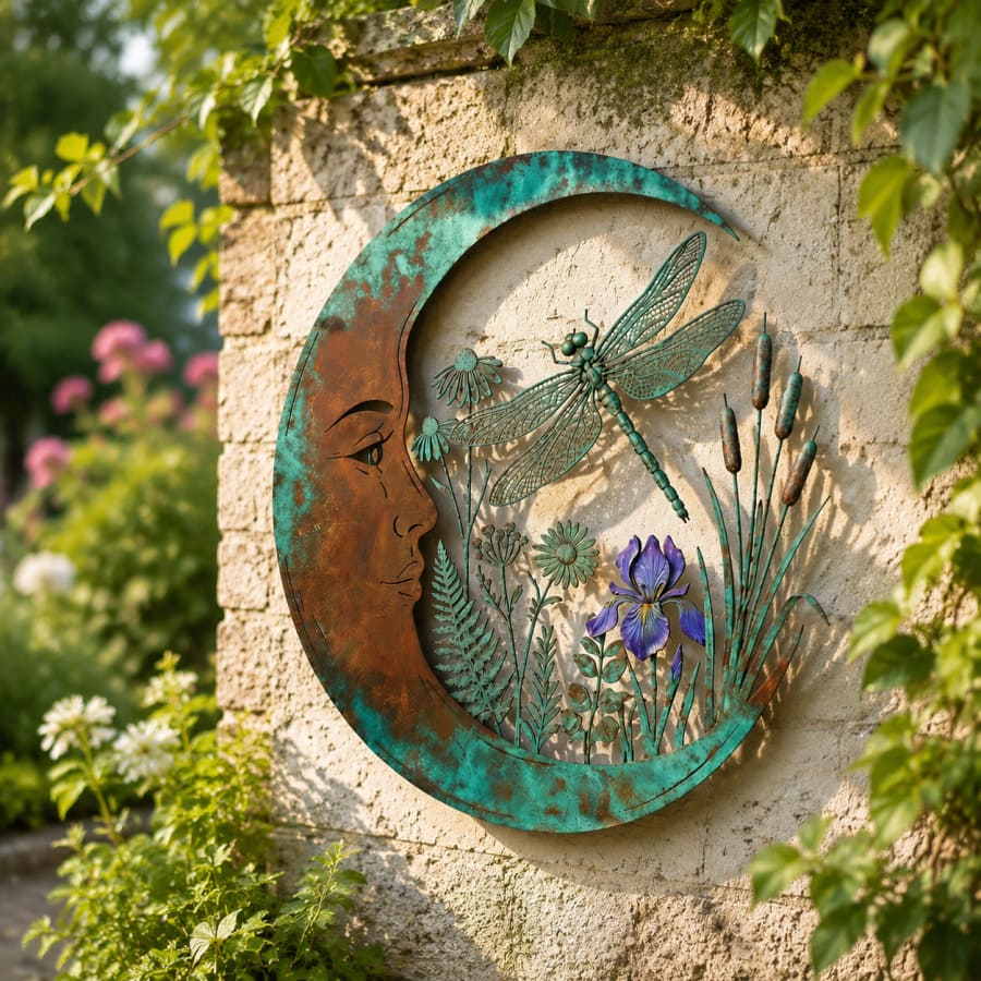 Décoration murale de jardin en croissant de lune