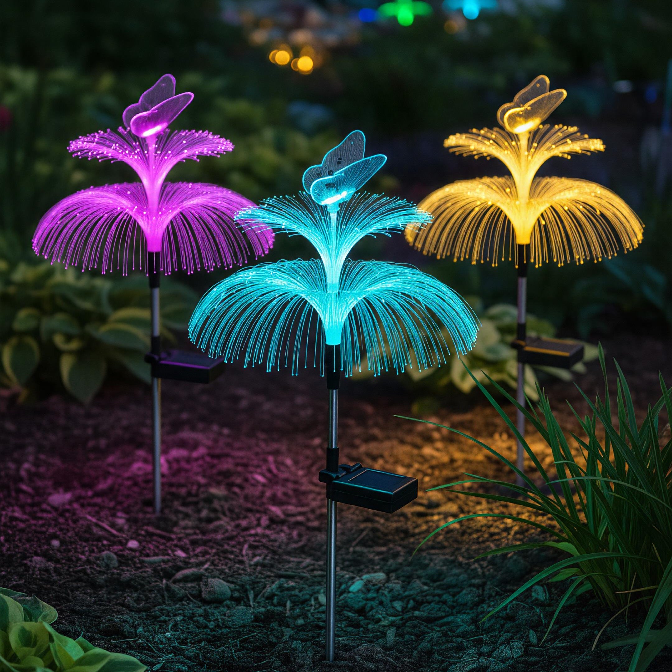 Solar Jellyfish Garden Lights – 7 Color Changing Waterproof Outdoor Butterfly Landscape Decor