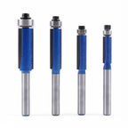 4PCS Flush Trim Router Bit Set – 1/4" Shank Carbide Pattern & Template Router Bits with Top Bearing