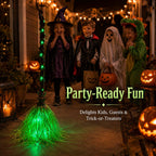 Animated Witch Broom Halloween Decor With LED Lights