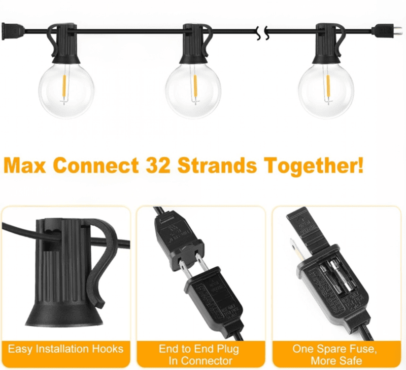 G40 LED Outdoor String Lights – Waterproof Connectable Patio & Backyard Globe Lights