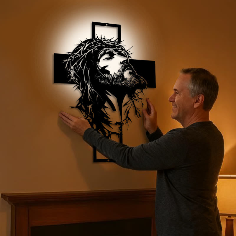Crown of Thorns Jesus Cross Metal Wall Decor