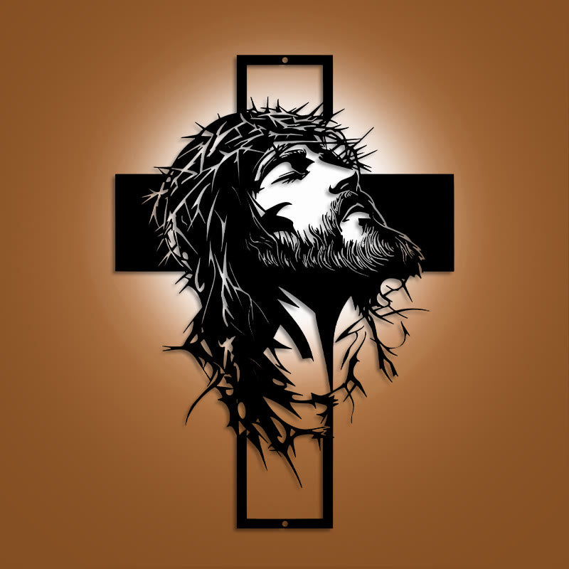 Crown of Thorns Jesus Cross Metal Wall Decor