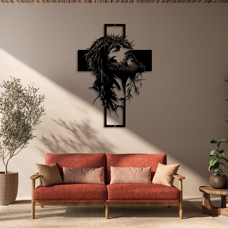 Crown of Thorns Jesus Cross Metal Wall Decor