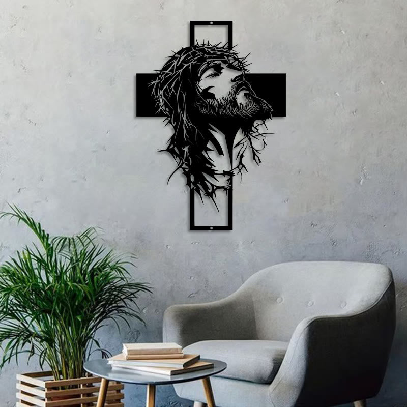 Crown of Thorns Jesus Cross Metal Wall Decor