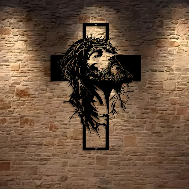 Crown of Thorns Jesus Cross Metal Wall Decor