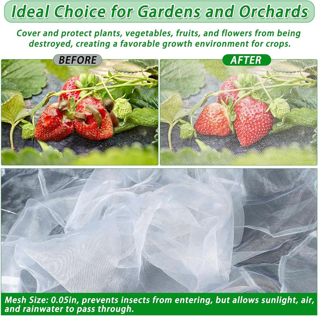Garden Mesh Plant Cover – Drawstring Raised Bed Netting for Vegetables, Fruits & Flowers