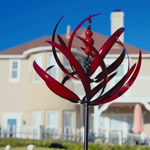 Lotus Metal Wind Spinner Garden Stake