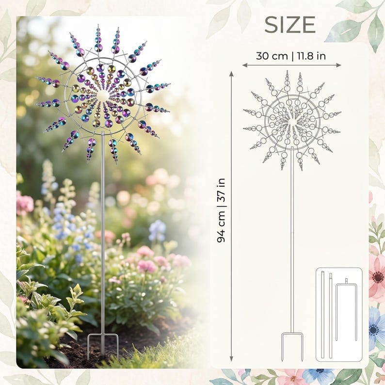 3D Metal Wind Spinner Garden Stake