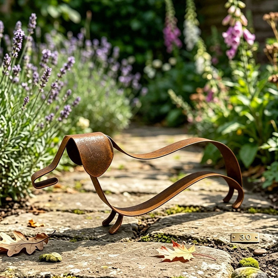 Metal Dachshund Sculpture – Rustic Indoor & Outdoor Decor