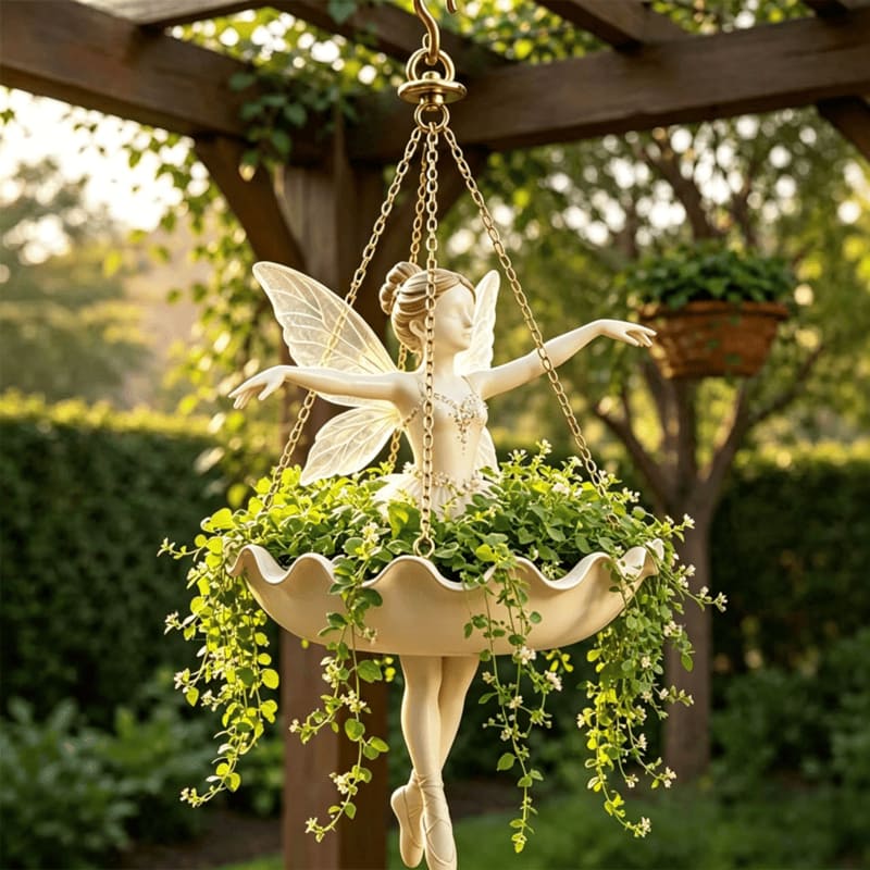 Ballet Dancer Hanging Planter – Whimsical Fairy Garden Pot for Indoor & Outdoor Decor