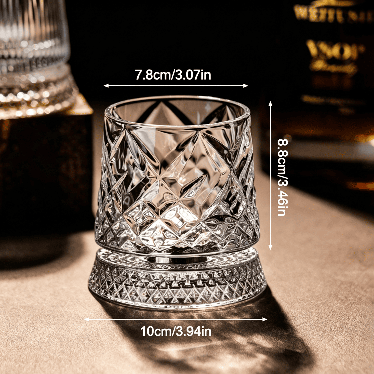 360° Spinning Crystal Whiskey Glass