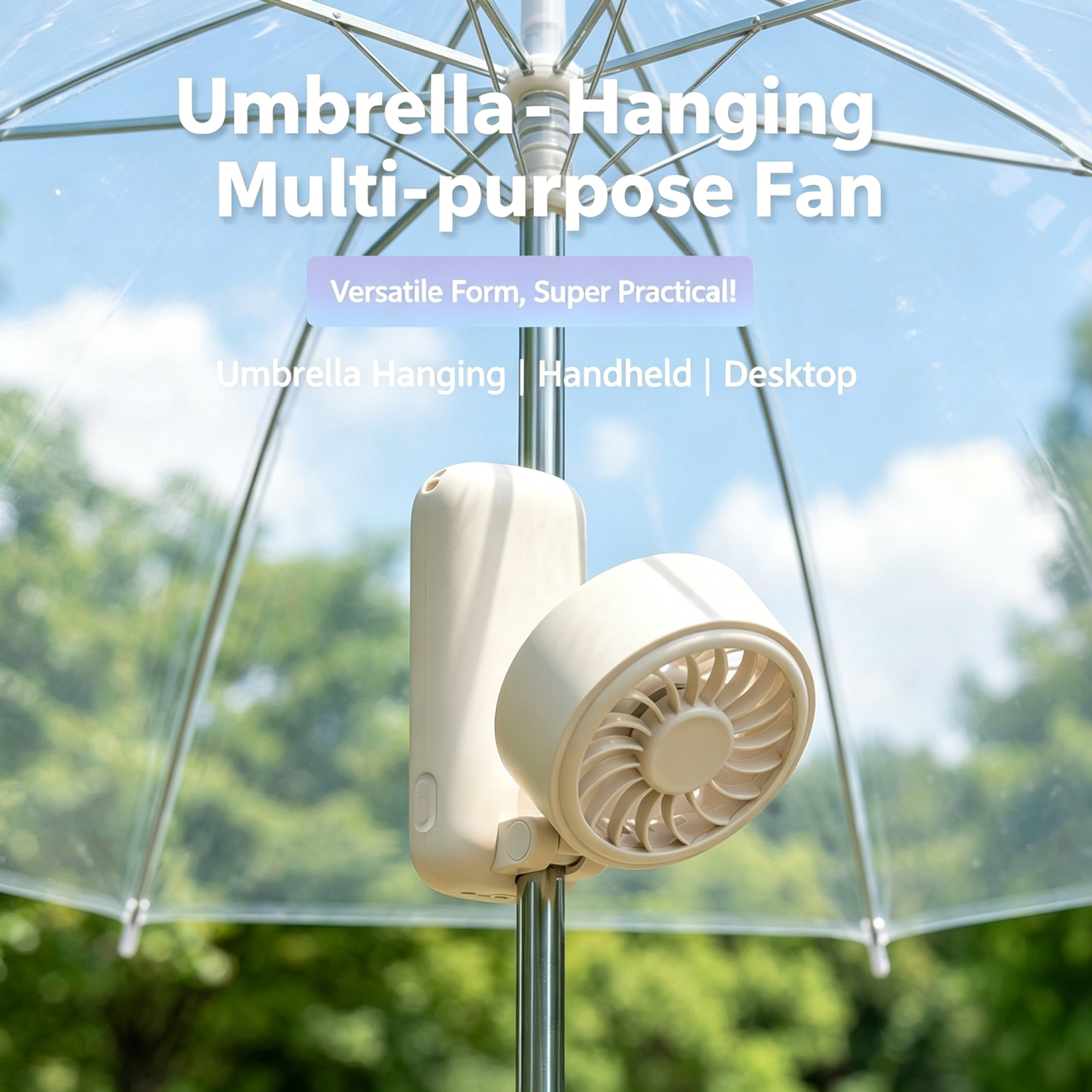 Umbrella Clip Fan – 180° Adjustable Portable 5-Speed Hands-Free Cooling Fan with Digital Display