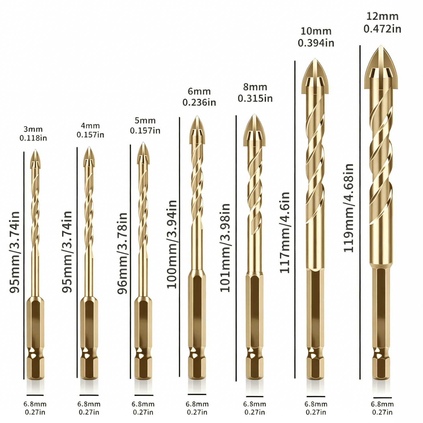 7PCS Multi-Material Drill Bit Set