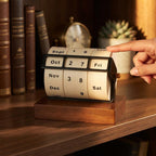 Rotary Perpetual Desk Calendar – Wooden Reusable Calendar Decor for Office & Home