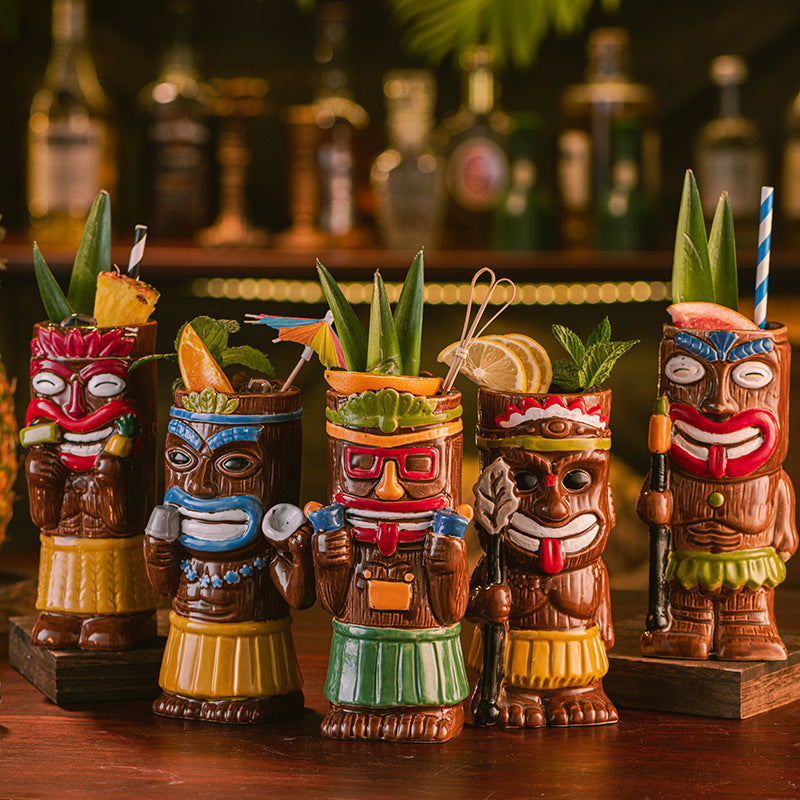 Creative Island Tiki Cocktail Glass – Hawaiian Party Drink Mug (450ml)