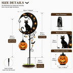 Piquet solaire lumineux Chat Noir Citrouille pour Halloween