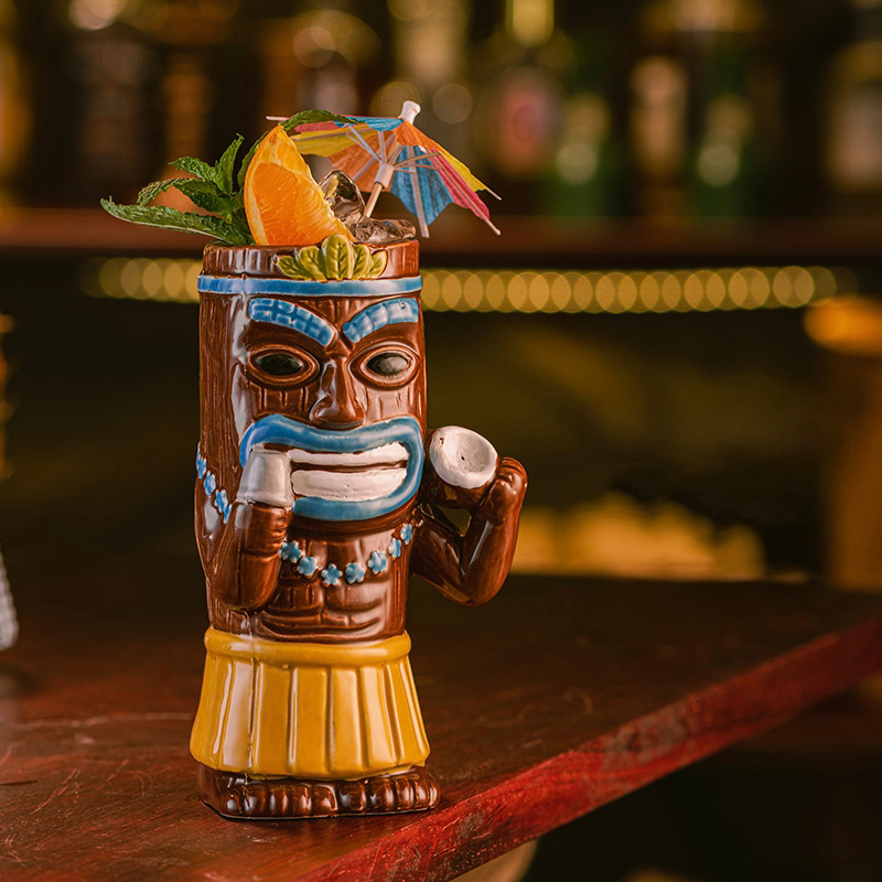 Creative Island Tiki Cocktail Glass – Hawaiian Party Drink Mug (450ml)