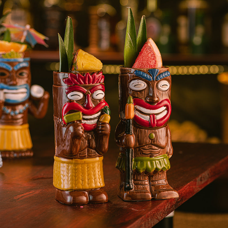Creative Island Tiki Cocktail Glass – Hawaiian Party Drink Mug (450ml)