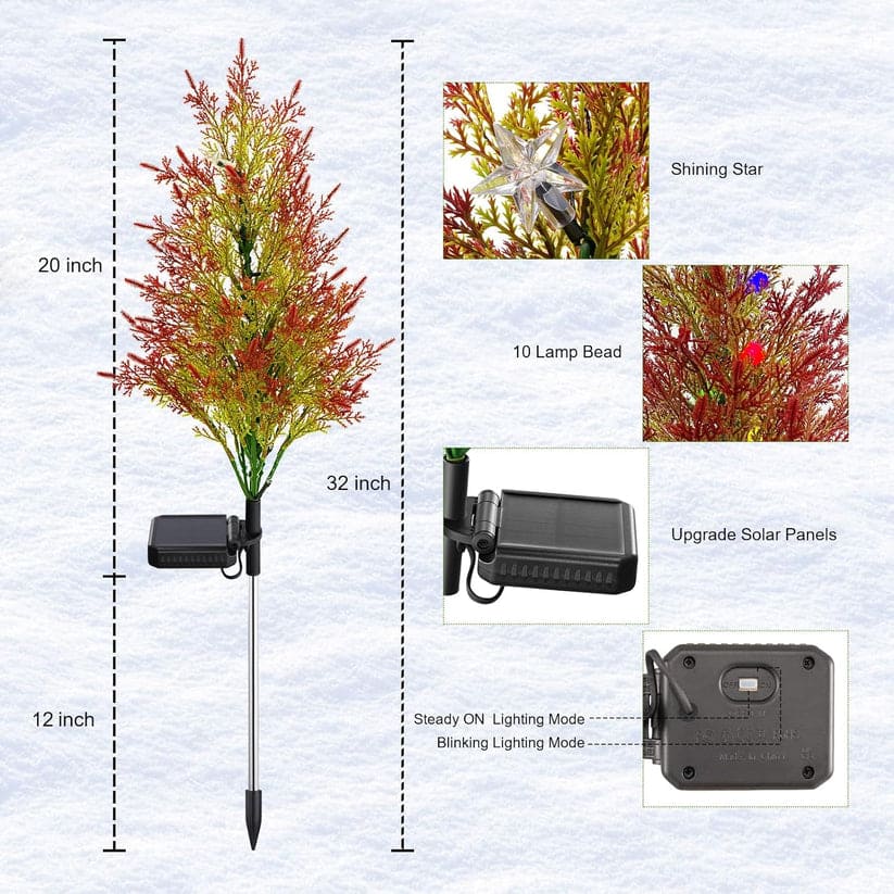Solar Thuja Tree Lights – 2 Pack Colorful LED Garden Tree Decor