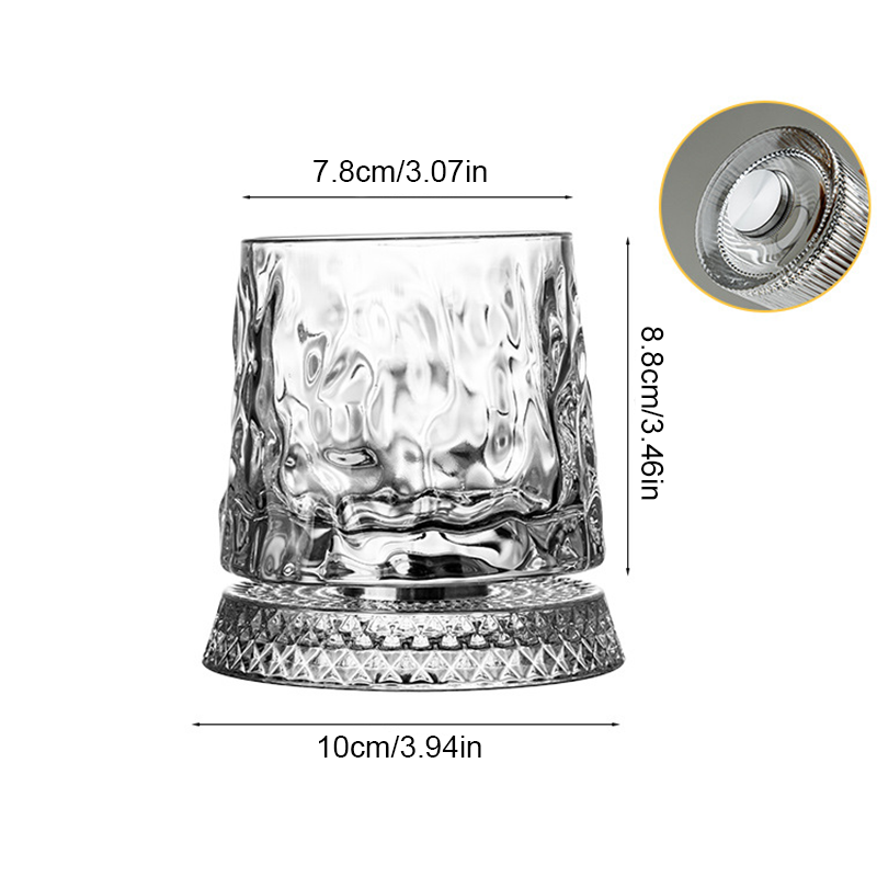 360° Spinning Crystal Whiskey Glass – Luxury Rotating Bourbon & Cocktail Tumbler (280ml)