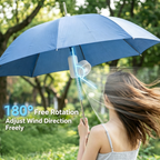 Umbrella Clip Fan – 180° Adjustable Portable 5-Speed Hands-Free Cooling Fan with Digital Display