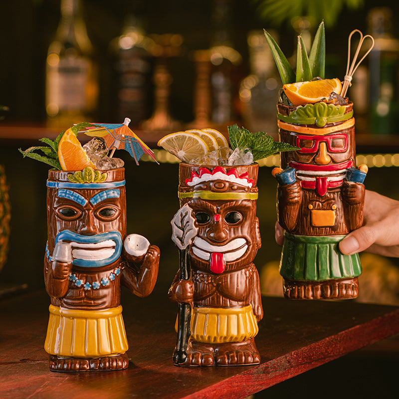 Creative Island Tiki Cocktail Glass – Hawaiian Party Drink Mug (450ml)