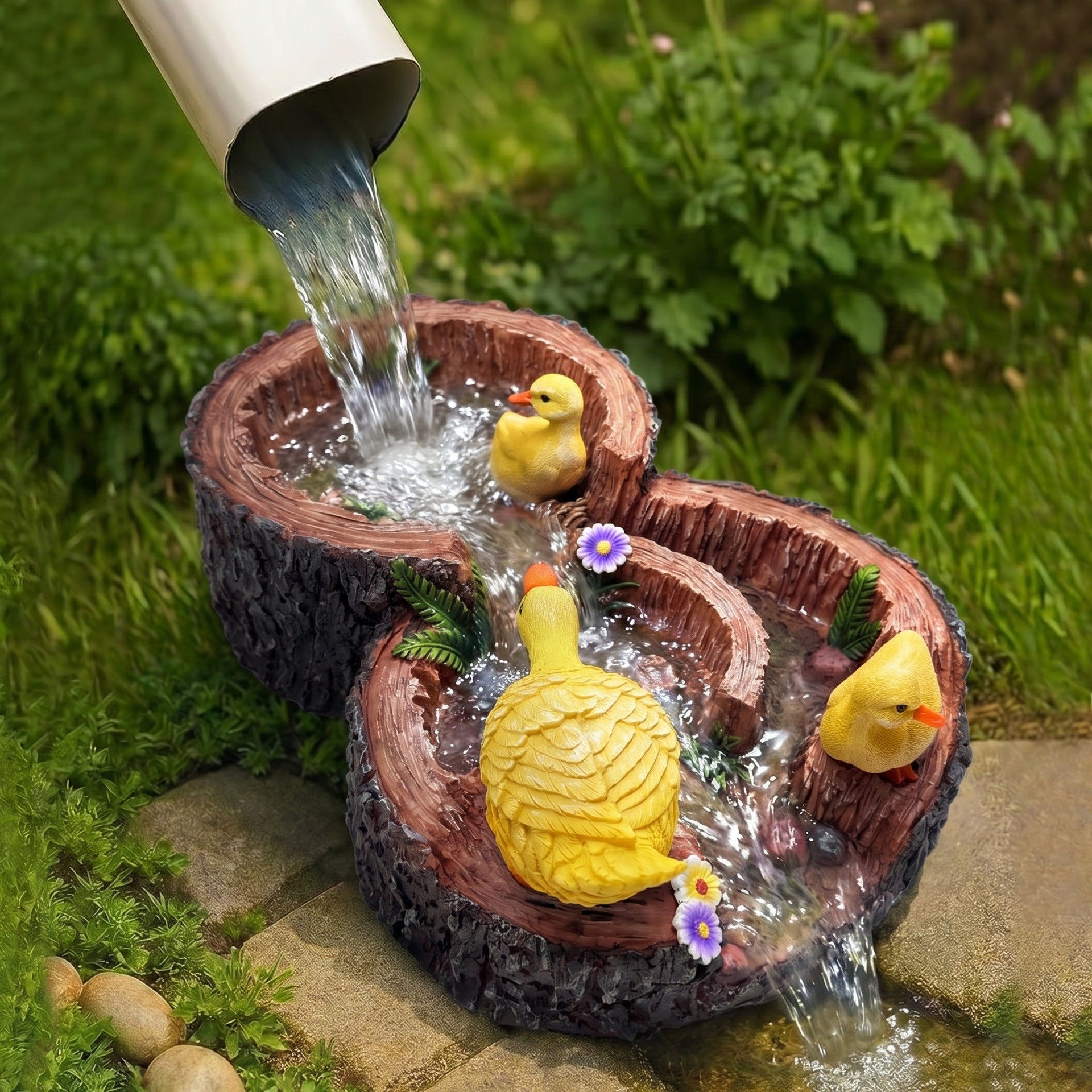 Hand-Painted Duck Downspout Statue – Decorative Rain Gutter Garden Diverter