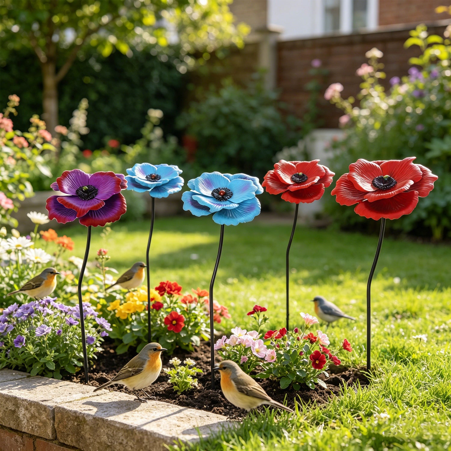 Metal Flower Garden Stake – Colorful Outdoor Yard & Lawn Decor
