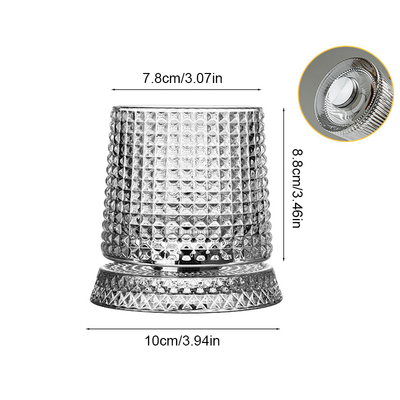 360° Spinning Crystal Whiskey Glass – Luxury Rotating Bourbon & Cocktail Tumbler (280ml)