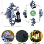 Garden Decor Dragon Hugging Tree Garden Statue with Solar Lantern