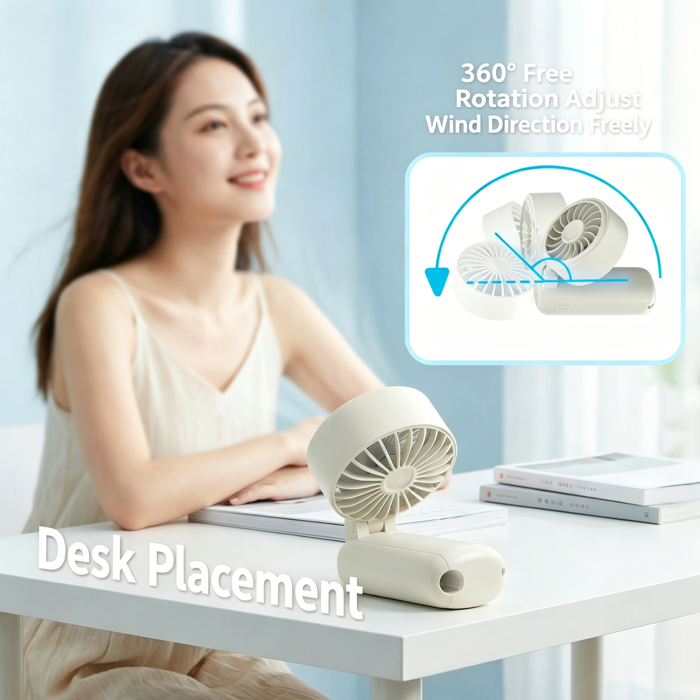 Umbrella Clip Fan – 180° Adjustable Portable 5-Speed Hands-Free Cooling Fan with Digital Display