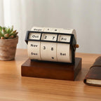 Rotary Perpetual Desk Calendar – Wooden Reusable Calendar Decor for Office & Home