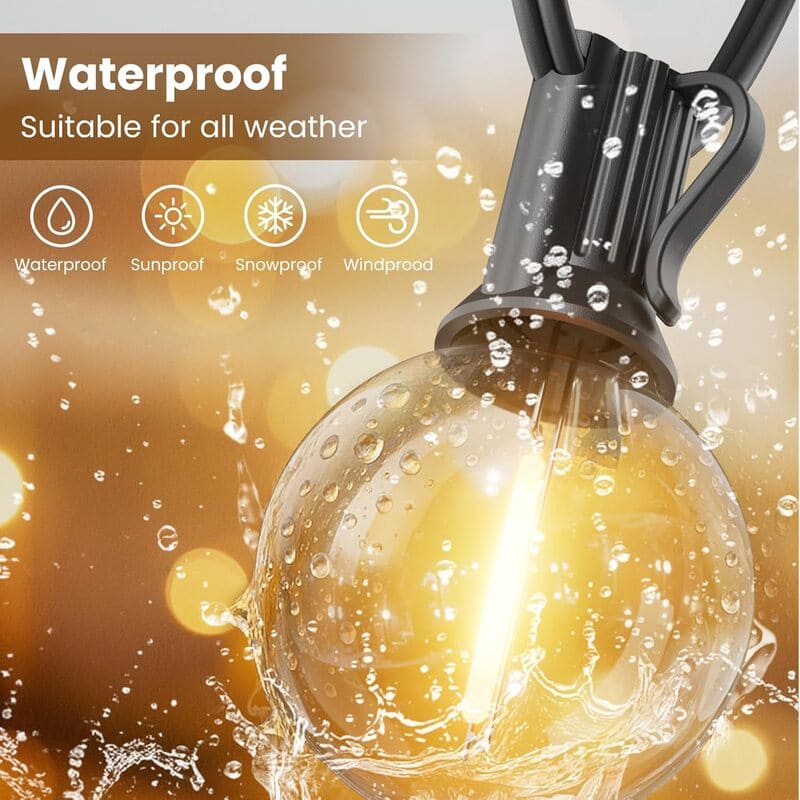G40 LED Outdoor String Lights – Waterproof Connectable Patio & Backyard Globe Lights