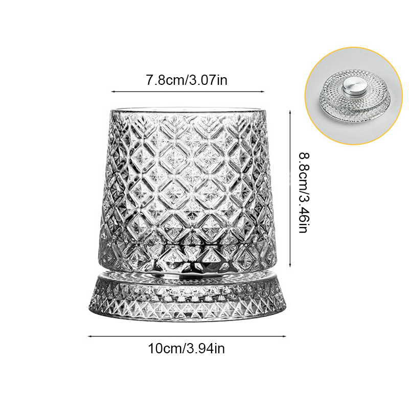 360° Spinning Crystal Whiskey Glass – Luxury Rotating Bourbon & Cocktail Tumbler (280ml)