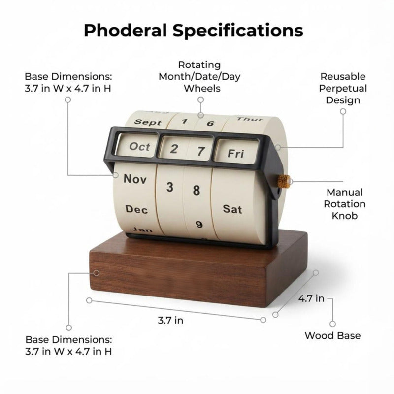 Rotary Perpetual Desk Calendar – Wooden Reusable Calendar Decor for Office & Home