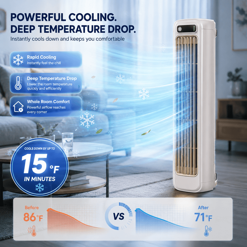 Portable Rechargeable Air Cooler – Wall-Mount Personal Cooling Fan with 3 Speeds