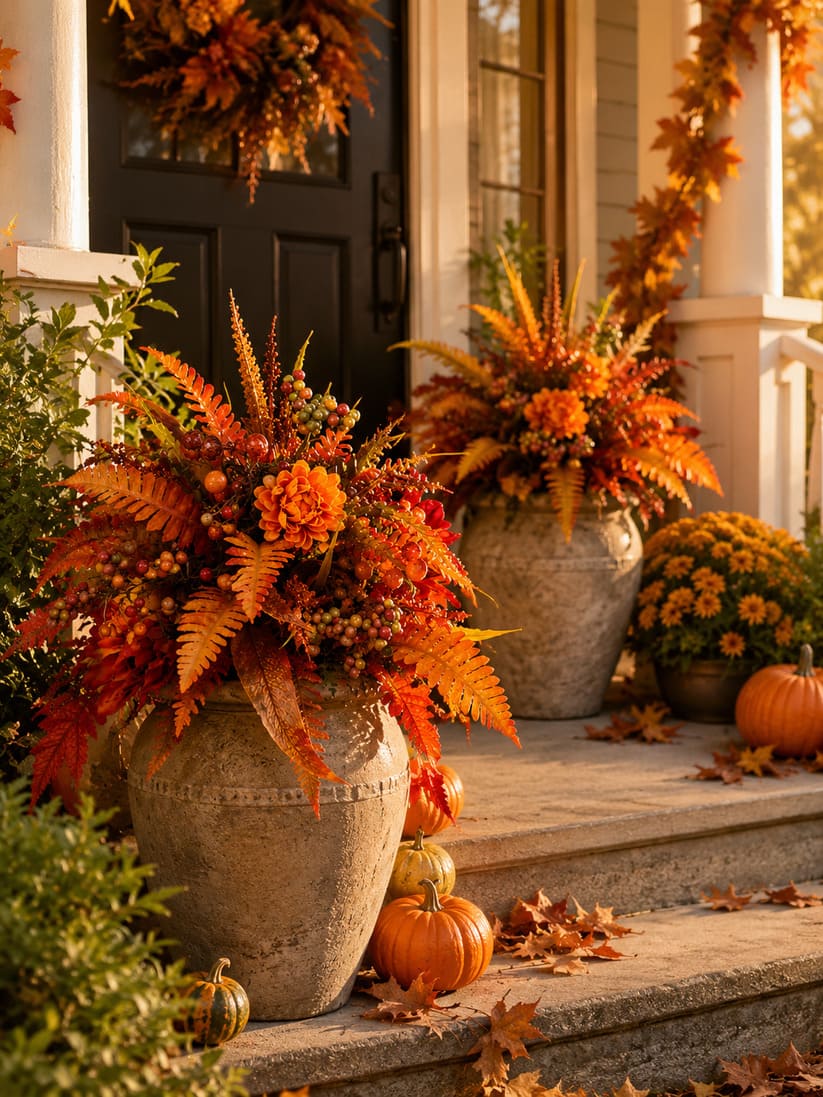 Piquet de jardin floral artificiel d'automne pour porche et jardinières