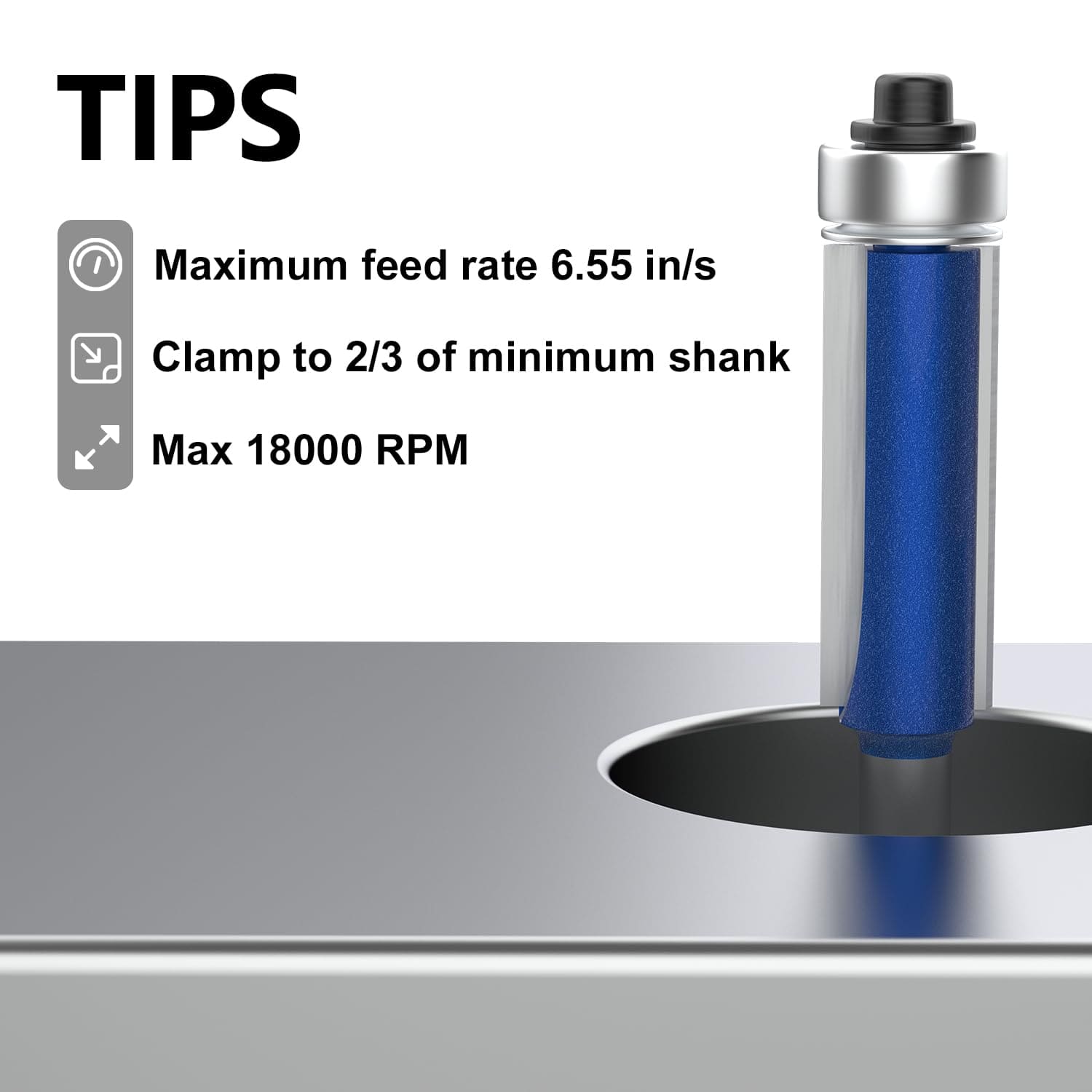 4PCS Flush Trim Router Bit Set – 1/4" Shank Carbide Pattern & Template Router Bits with Top Bearing
