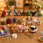 DIY 3D Beaded Woodland Friends Embroidery Kit – 4PCS Handmade Craft Set