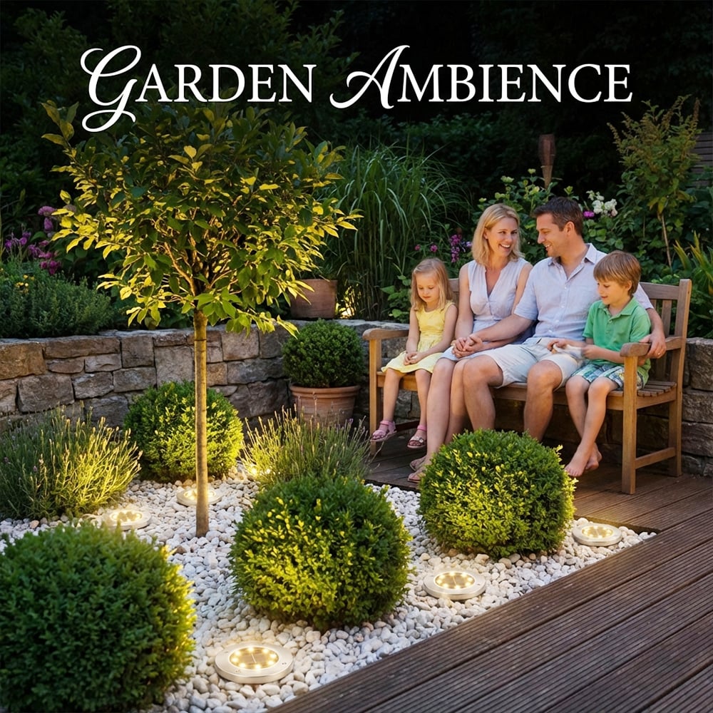 Solar Ground Lights – 8 LED Outdoor Disk Lights