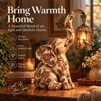 Vintage Elephant Lantern Statue With Warm Light