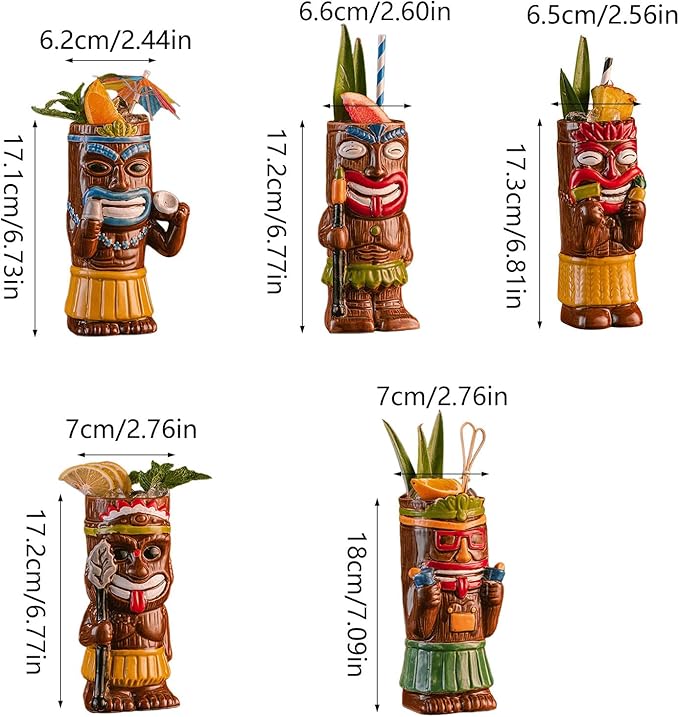 Creative Island Tiki Cocktail Glass – Hawaiian Party Drink Mug (450ml)