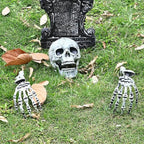 Halloween Skeleton Lawn Stakes – Realistic Skull & Crawling Hand Graveyard Decor