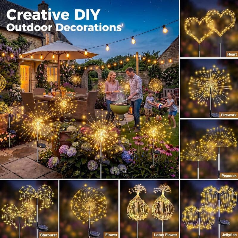 200 LED Solar Firework Garden Lights