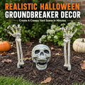 Halloween Skeleton Lawn Stakes – Realistic Skull & Crawling Hand Graveyard Decor