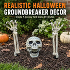 Halloween Skeleton Lawn Stakes – Realistic Skull & Crawling Hand Graveyard Decor