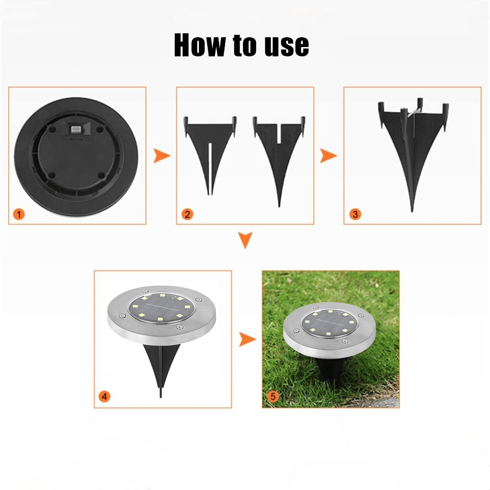 Solar Ground Lights – 8 LED Outdoor Disk Lights