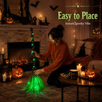 Animated Witch Broom Halloween Decor With LED Lights