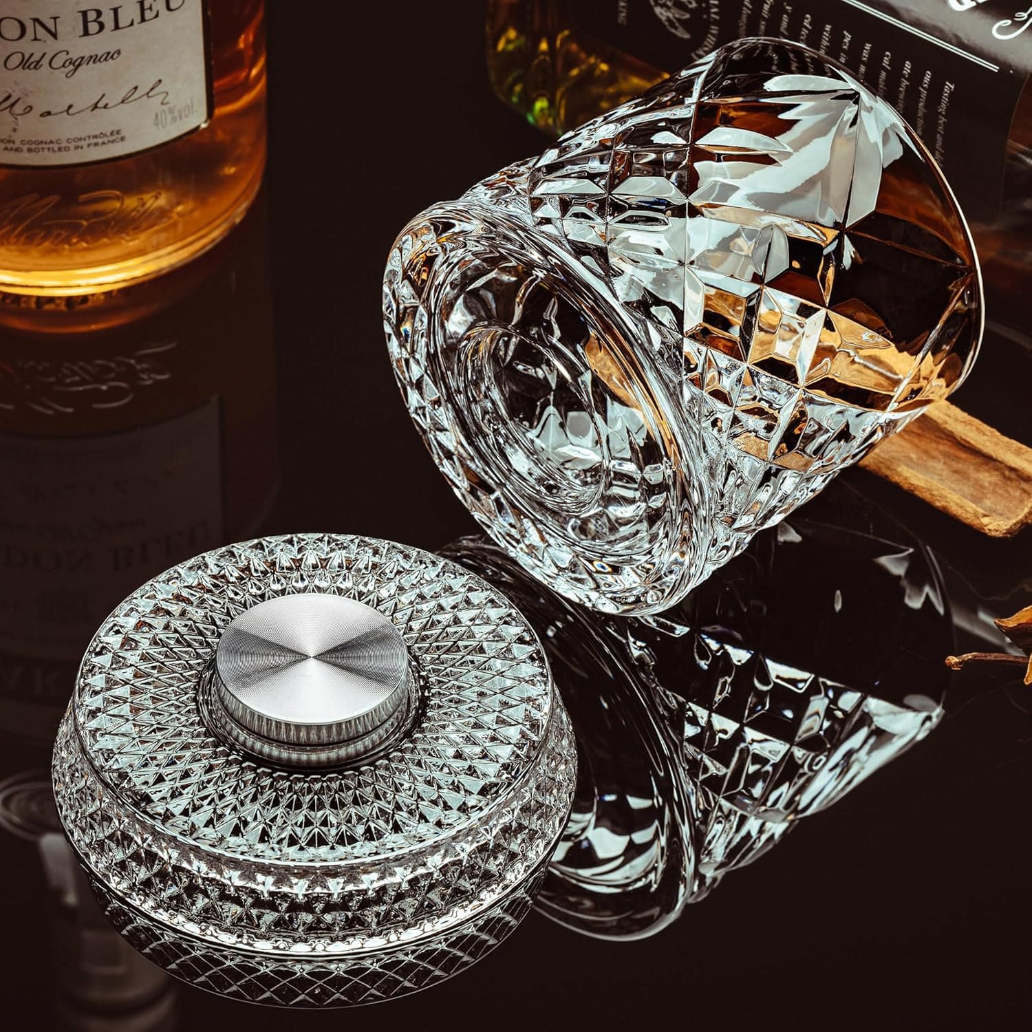 360° Spinning Crystal Whiskey Glass